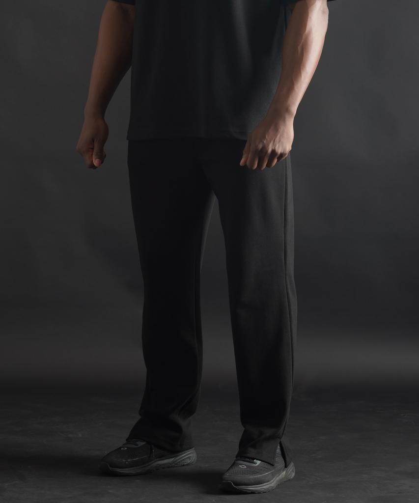 PHERMENON Sweat Cut-Out Flare Pants - Black