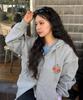Universe Garment Athletic Emblem Fleece-Lined Zip-Up Hoodie_Melange Grey