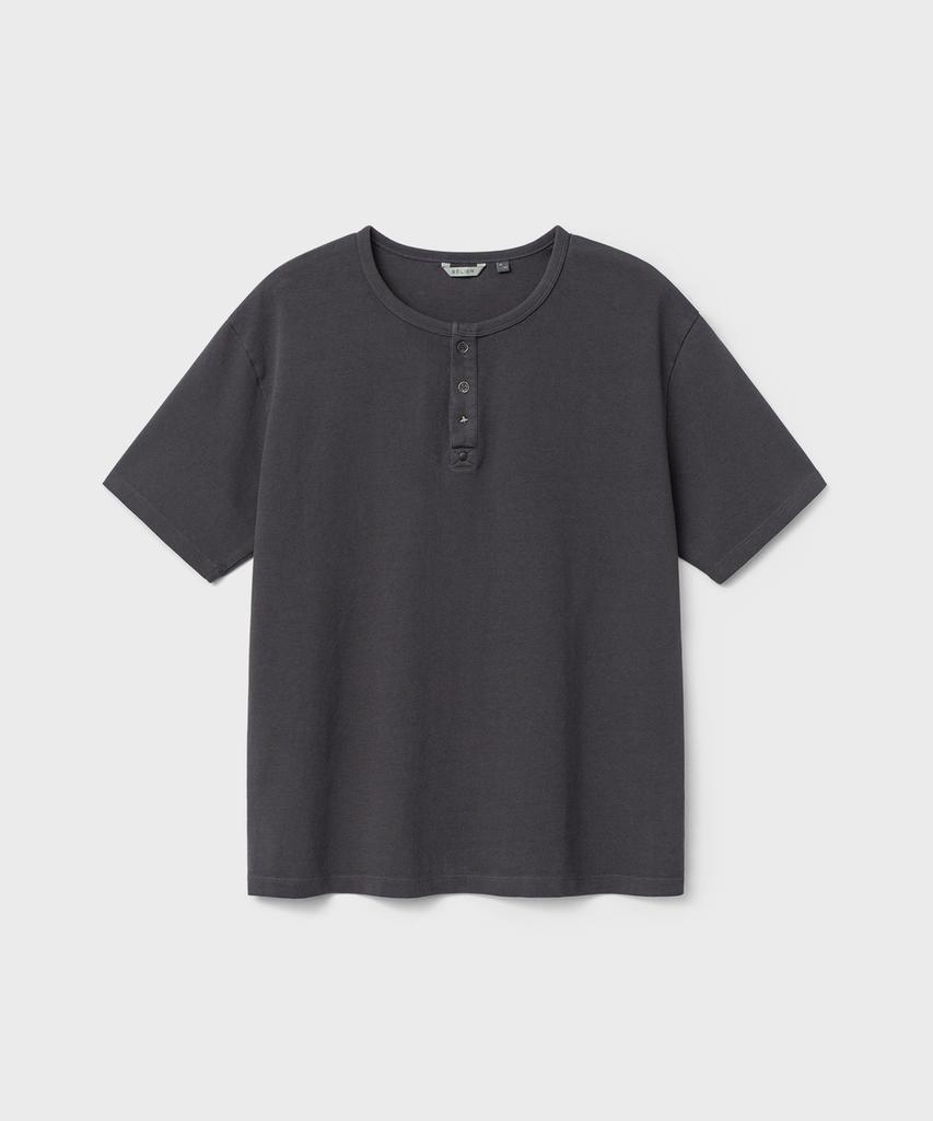 Bellie Variant Henley Neck T-Shirt - Washed Charcoal