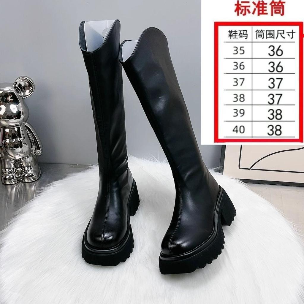Large tube circumference boots women's versatile thick-soled high boots 2025 new autumn and winter small knight velvet warm woman