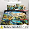 3D Dinosaur Print Duvet Cover Set Zipper Closure-100% Polyester Breathable Bedding Set All-Season Animal Theme Bedroom Decor