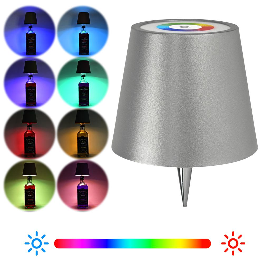 LED Table Lamp Rechargeable RGB Bottle Lamp 2000mAh Dimmable Cordless Bottle Light for Bedroom Restaurant & Bar Christmas Gifts