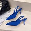 2025 spring new empty bag head sandals women's high heels green large size women's shoes pointed thin heel medium heel single shoes
