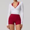 Hearuisavy Summer Women's Yoga Shirt Long Sleeve Sportswear Gym Breathable Quick Dry Sports Top Pilates Dance Ballet Wrap Tops