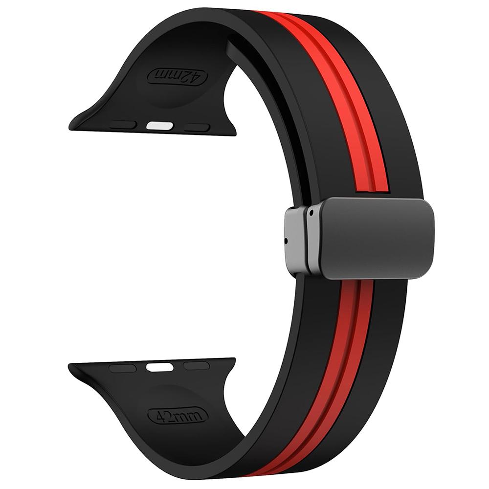KALEBOL Striped Magnetic Silicone Strap for Apple Watch Series 10 9 8 7 SE 6 5 4 3 2 1 42mm 41mm 40mm 38mm Watch Band