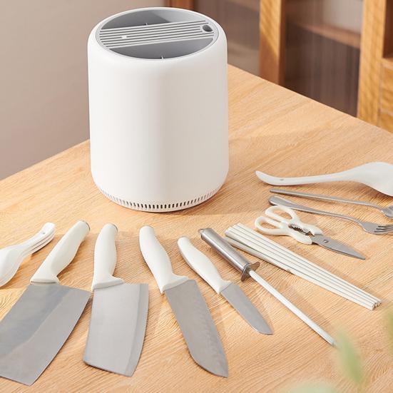 Kitchen Cutter Rack And Chopstick Holder 360° Rotation Stable Storage Rack Breathable Water-Draining Multifunctional Kitchen Organizer