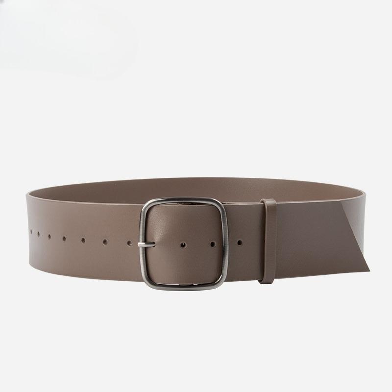 Genuine Leather Belt Women's Dress Jeans Belt Pin Buckle Wide Belt Waist Versatile Retro Leather Belt