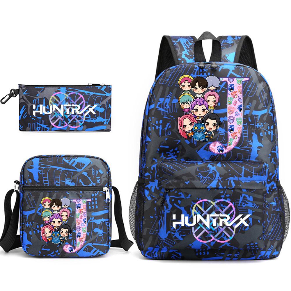 3Pcs/set Cute 26 English Letter Printed Backpack with Shoulder Bag Pencil Case for Teenager Student Boy Girl SchoolBag Large Capacity Bookbag Kid Gift