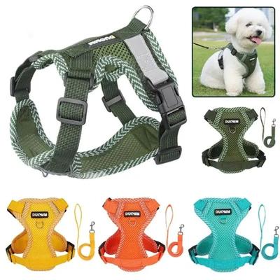 Set di pettorina e guinzaglio per cani di piccola taglia senza tirare, cinturino pettorale traspirante per cuccioli, gilet riflettente per animali domestici, regolazione a 4 punti, Chihuahua