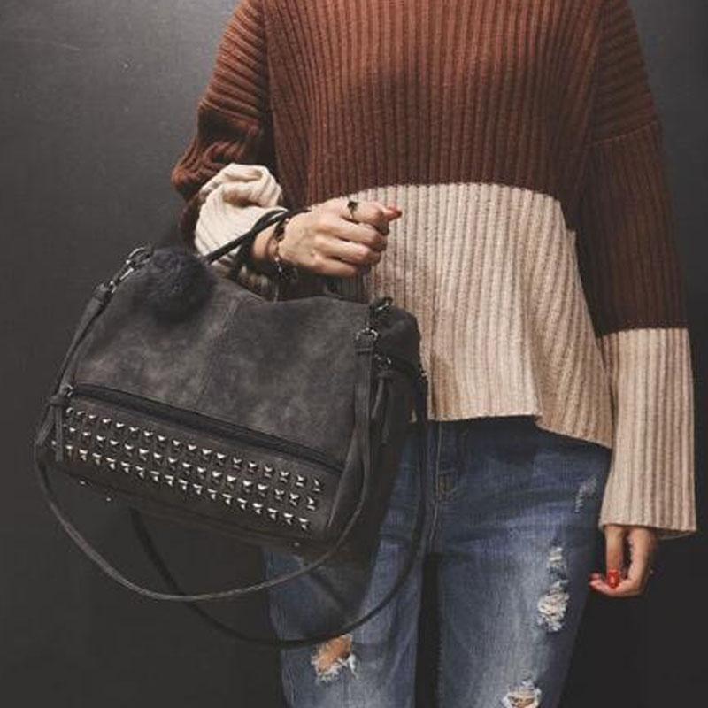 Chic And Spacious Casual Women Large Capacity Solid Rivet Shoulder Messenger Crossbody Bags