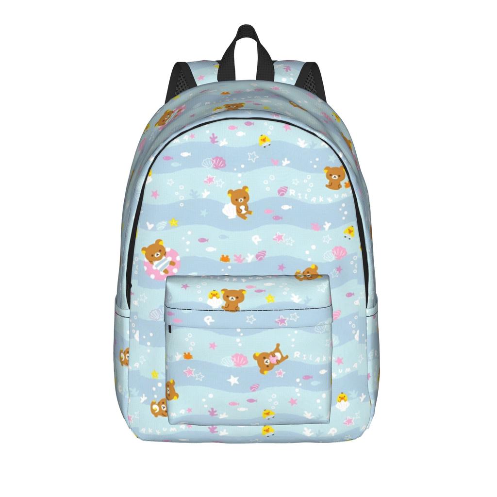 Rilakkumas Cartoon Backpack for Men Women Teenage Student Work Daypack Laptop Canvas Bags Outdoor