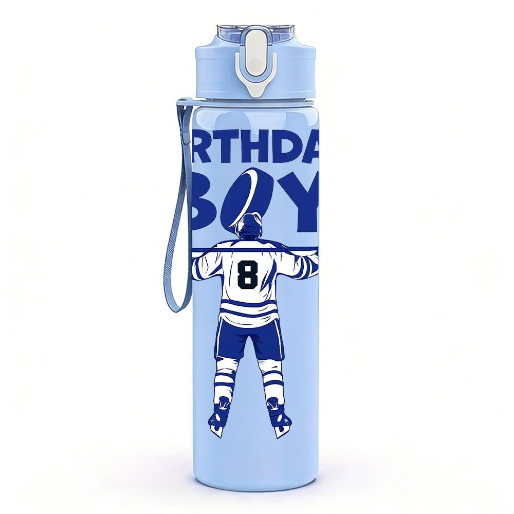 1PC Birthday Boy Sport Character Print 750ml Color Plastic Sports Water Bottle Leakproof Flip Straw Lid Suitable for Sports Office Home Use