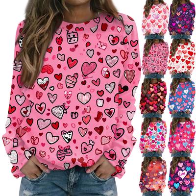 Women's Fashion Casual Long Sleeve  Printed Neck Sweatshirt Top
