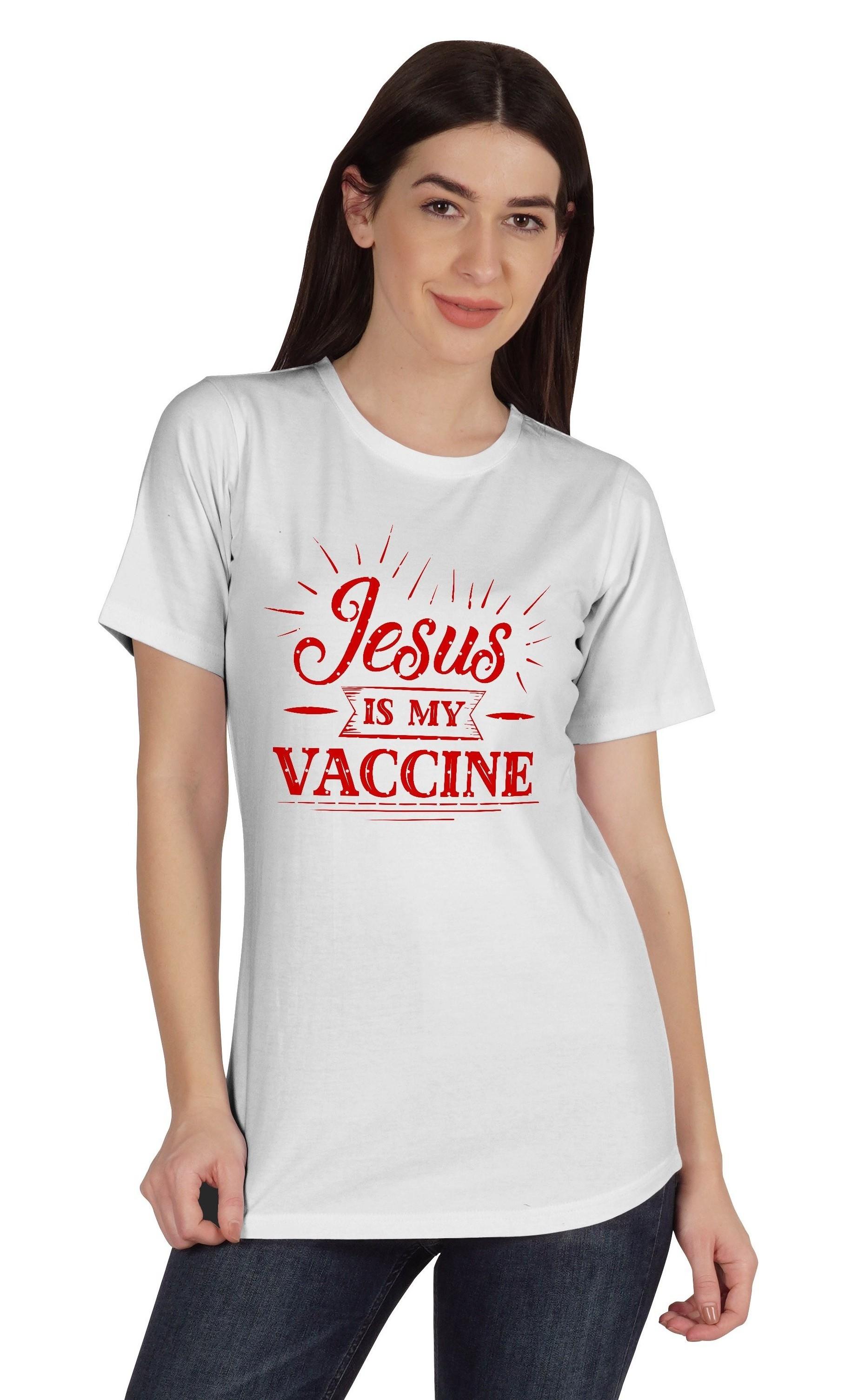 

Inkmeso Jesus is My Vaccine Anti Vax Vaxxer Womens Crew Neck covid XXL білий