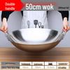 Extra Thick Non-Magnetic Stainless Steel Wok, 34-100cm Round Bottom with Double Ears for Commercial Use