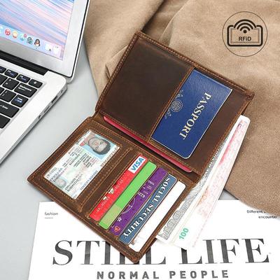 Jiameida Vintage Crazy Horse Leather Passport Wallet & Card Holder