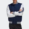 Adidas Originals Varsity Bomber Jacket With Striped Polyester Men Jackets Blue GE1346