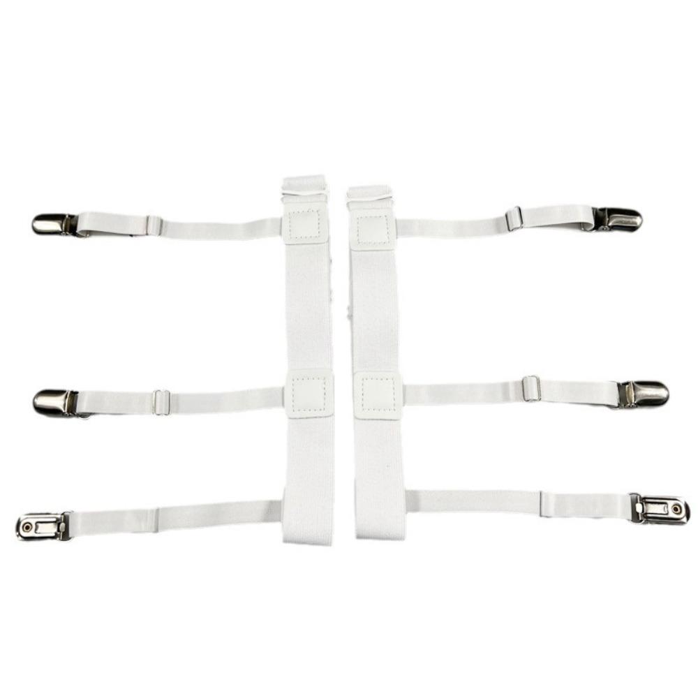 1 Pair Elastic Shirt Holder Stays Three Clip Thigh Suspender Garter Socks Fastener Clip Men Women