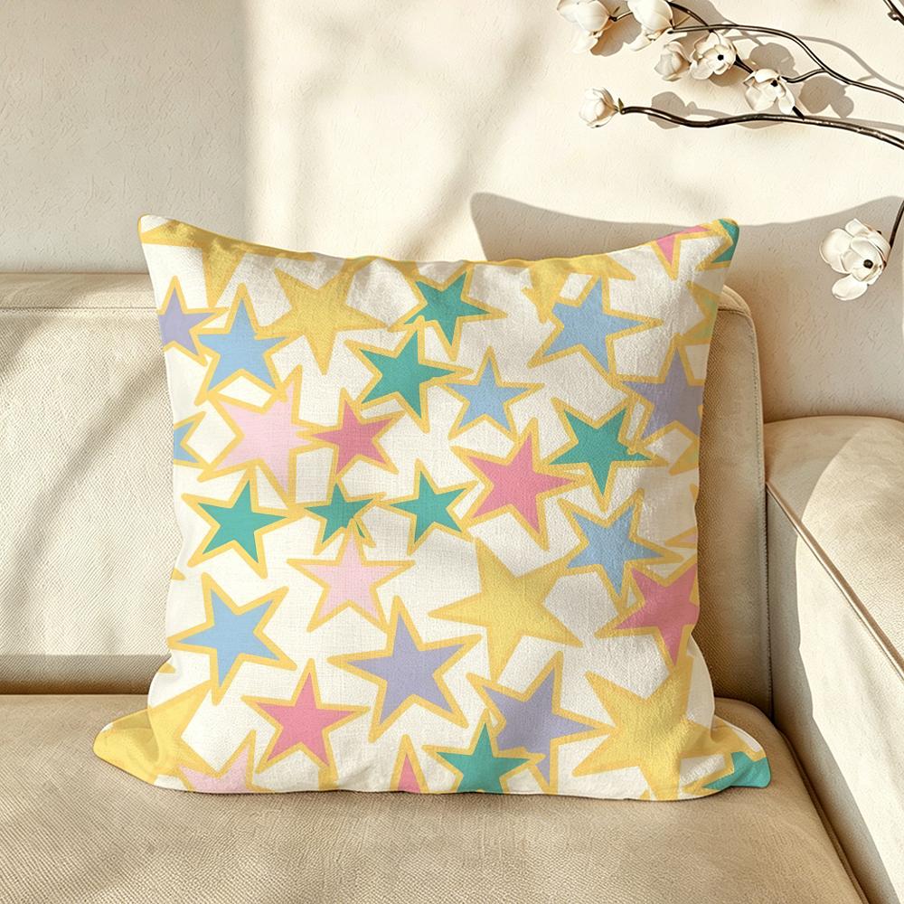 Art MMacaron CColor SStar Cushion Cover Pillow Case Antidustmite Pillowcase Silky Short Plush Sofa Cushion Cover Hot
