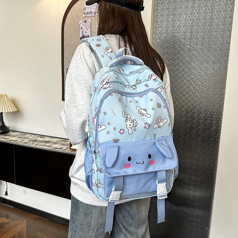 Trendy Pink Nylon Cinnamon Dog Backpack For Middle School And College Students Stylish Large Capacity Fashionable Travel Bag