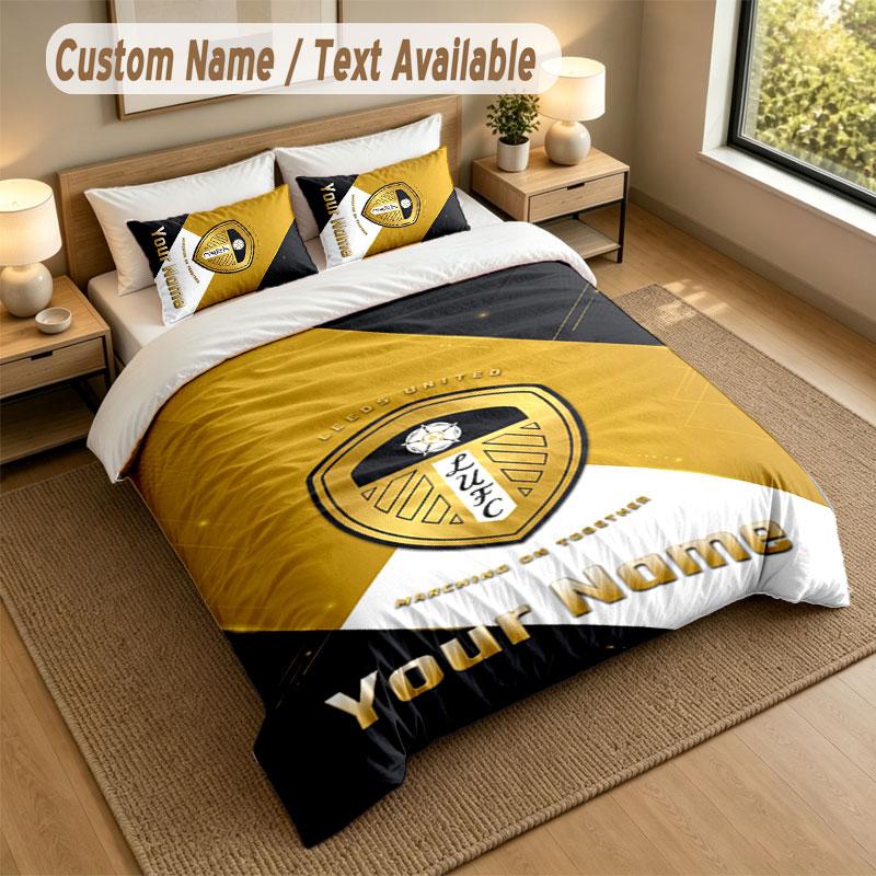 Bedding Set 1 Duvet Cover 2 Pillowcases Leeds United Print Soft Bed Linen Bedroom Decor