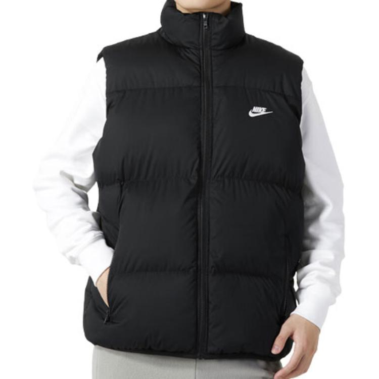 Nike Solid Color Casual Stand Collar Logo Print Sleeveless Vest Men Vests Black FB7374-010