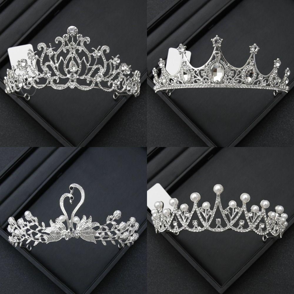 Classical Princess Cake Crown Rhinestone Wedding Party Headwear New Crystal Bridal Tiara  Birthday