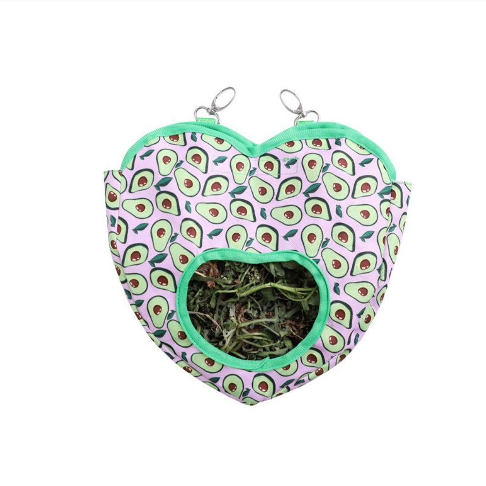 Hanging Heart-Shape Hay Bag Cute Feeding Dispenser Container Rabbit Feeding Bag  Hamster
