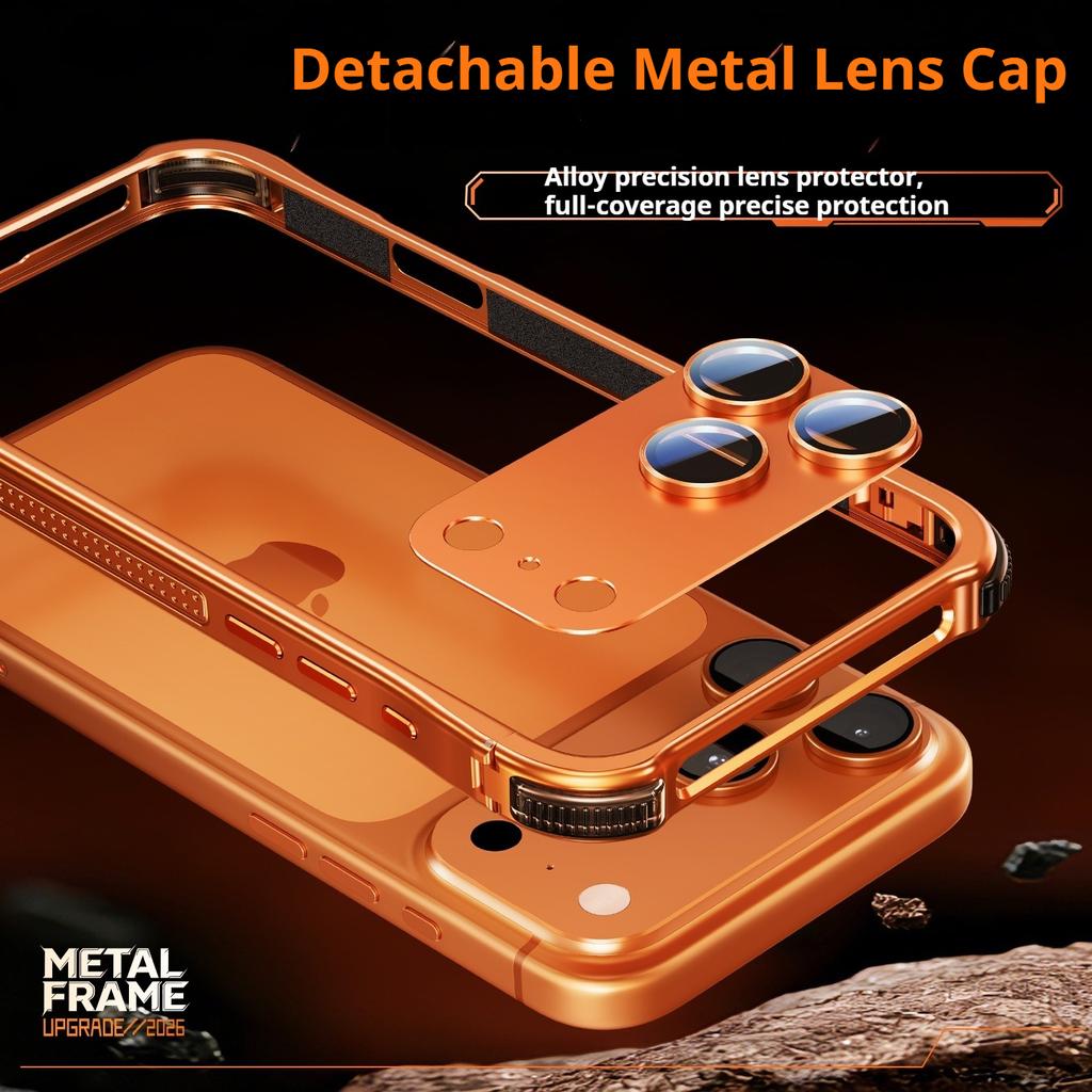 Eary for iPhone 17 Pro Max 17 Pro Phone Case With Alloy Lens Cover Aluminum Metal Frame Shells & Alloy Camera Screen Protection