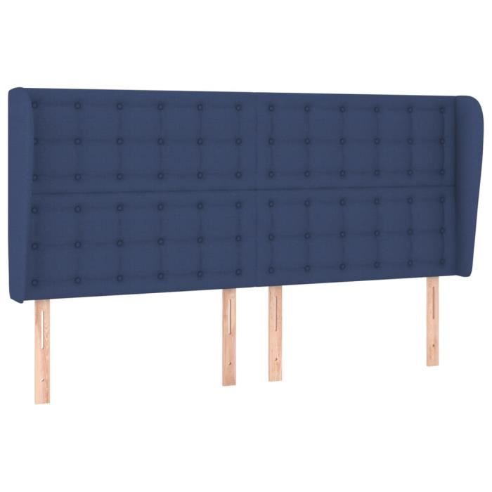 VidaXL Tête de lit avec oreilles Bleu 183x23x118-128 cm Tissu3118410