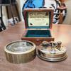 Maritime Brass Sextant Nautical British Army Pocket Box Sextant with Wood Box by Henry Barrow Co London