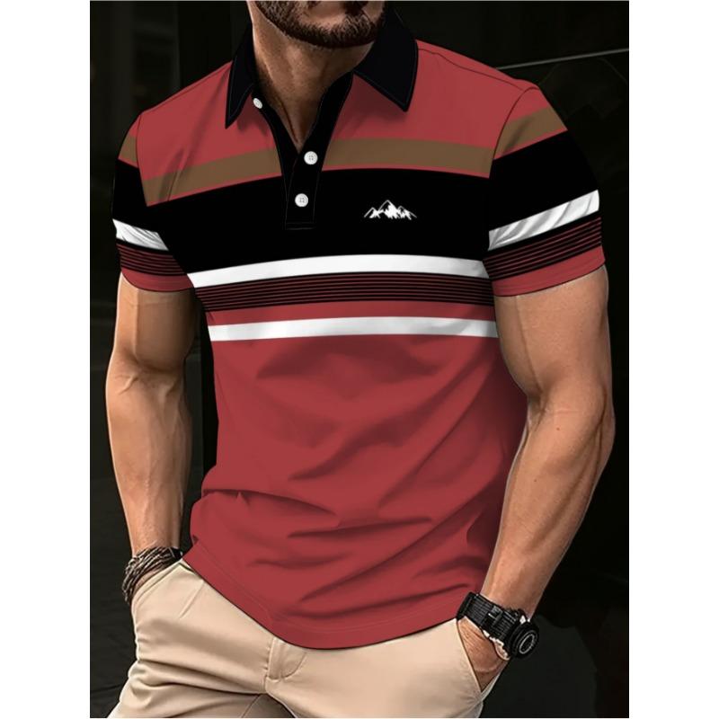 Men's summer polo shirt striped design summer personalized lapel short-sleeved top