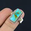 Bague bicolore en cuivre naturel Turquoise, pierre précieuse solide, bijoux faits à la main pour femmes et filles, 925