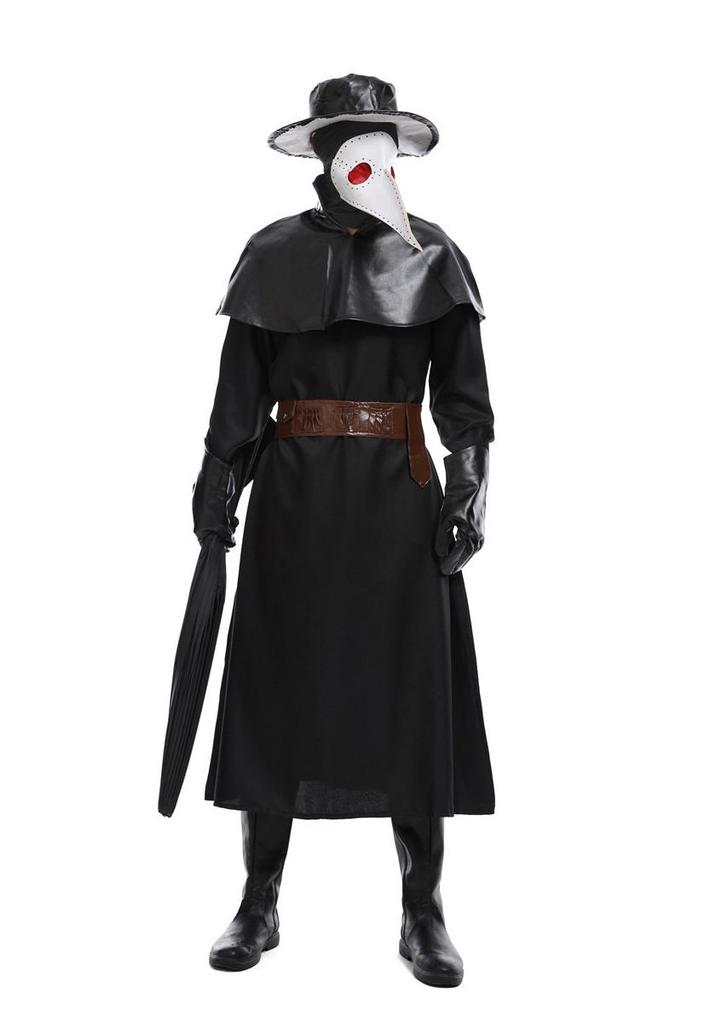 Costume da Medico della Peste Steampunk Corvo per Halloween con Becco Lungo