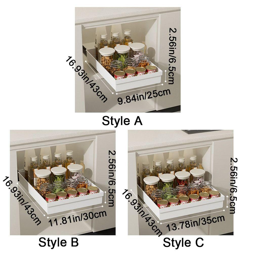 Pull-out Kitchen Storage Rack Anti-slip Slide Out Pantry Shelves Drawer Type Storage Tray for Home
