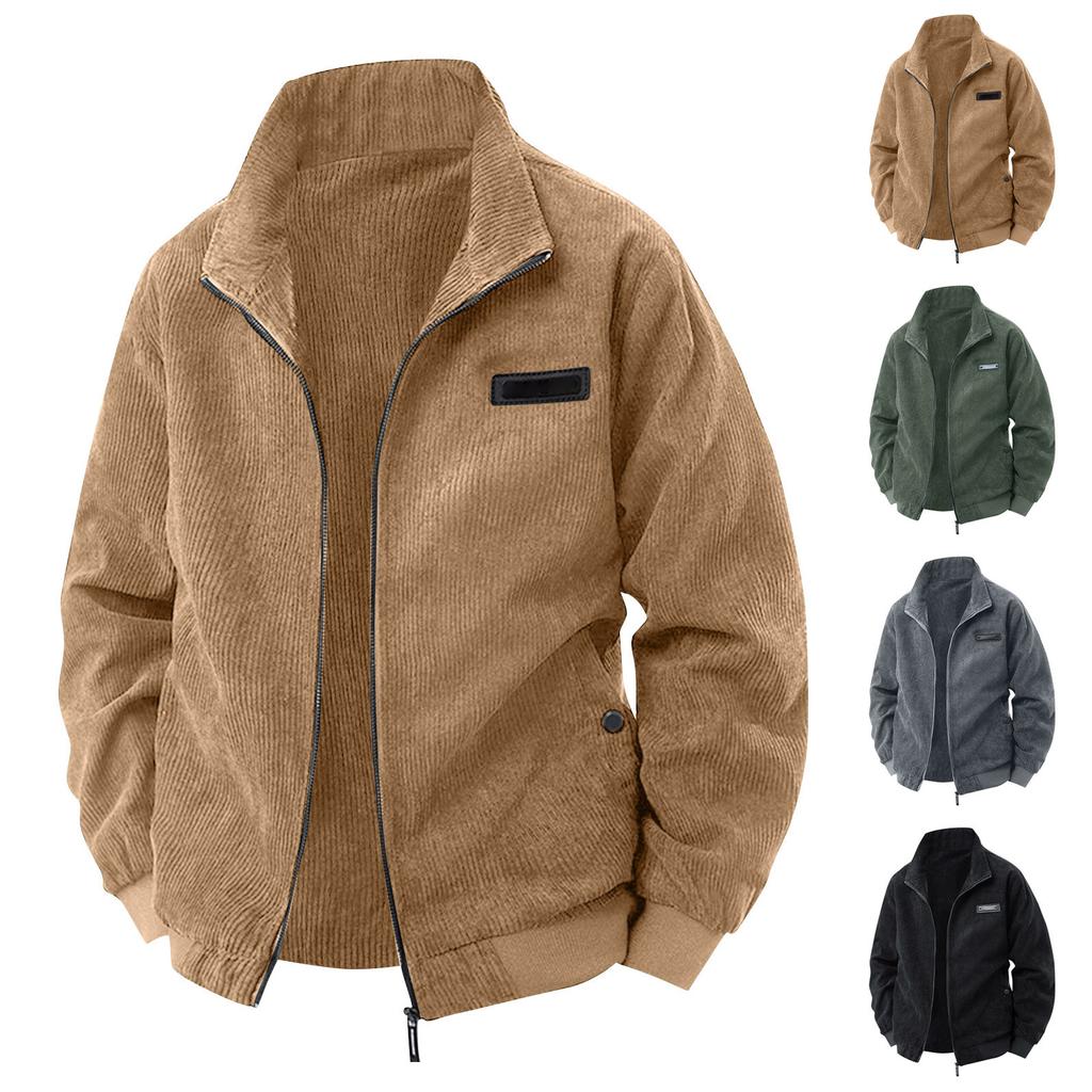 Men's Solid Color Stand Collar Tops Men's Loose Casual Workwear Jacket