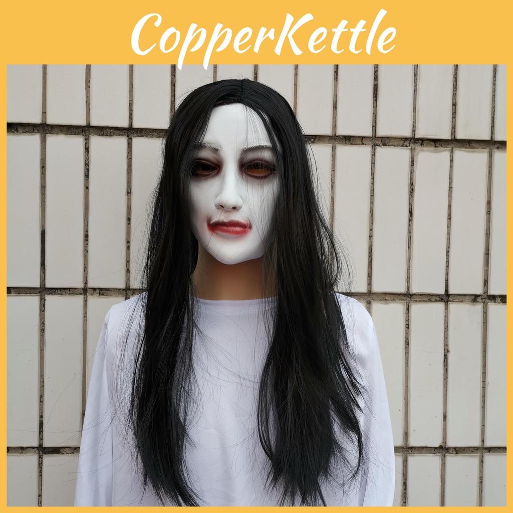 Ghost Female Latex Mask With Long Hair Design For Halloween And House Haunted