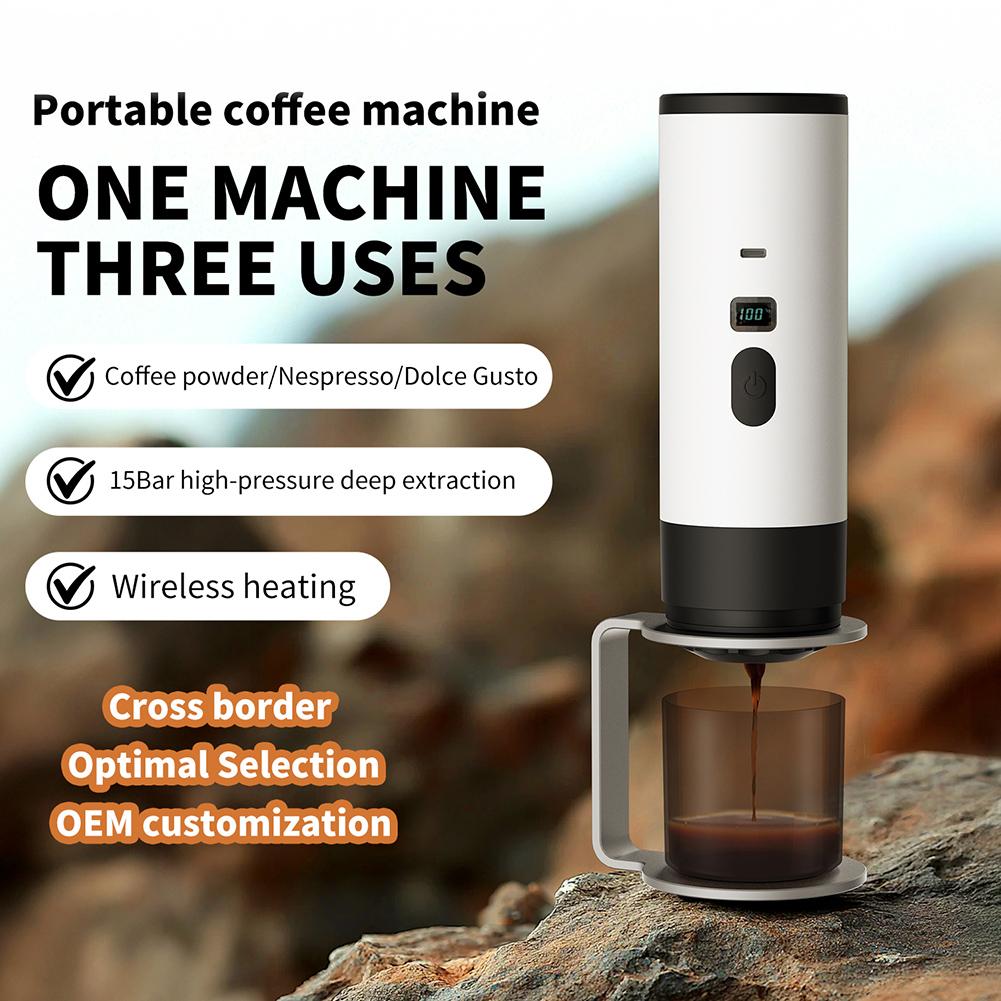 3 In 1 Espressoes Machine High Capacity Battery Digital Display Wireless Washable Usb Rechargeable Coffee Maker For Travel