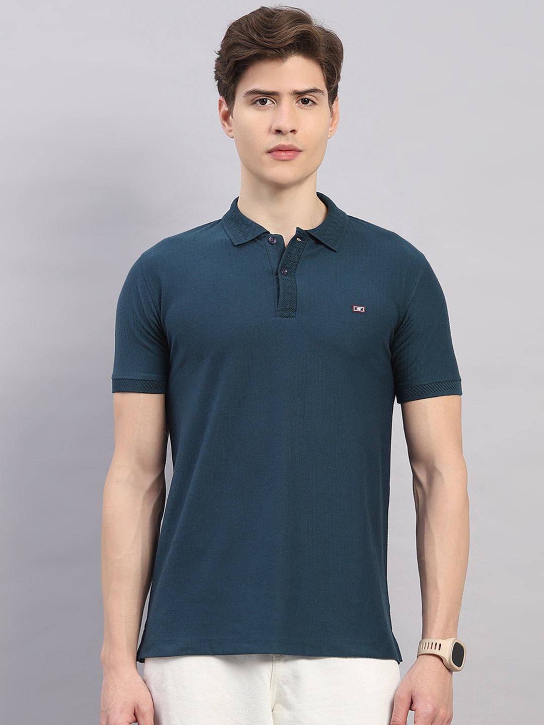 Monte Carlo Men Regular Fit Teal Tshirt M