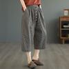 Women's Retro Plaid High-Waisted Wide-Leg Cropped Pants - Summer Lightweight Style