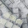 12-Grid High-Gloss Pearl Rice White Nail Art Decorations: 6-Piece Round and Half-Round Mixed Size Set