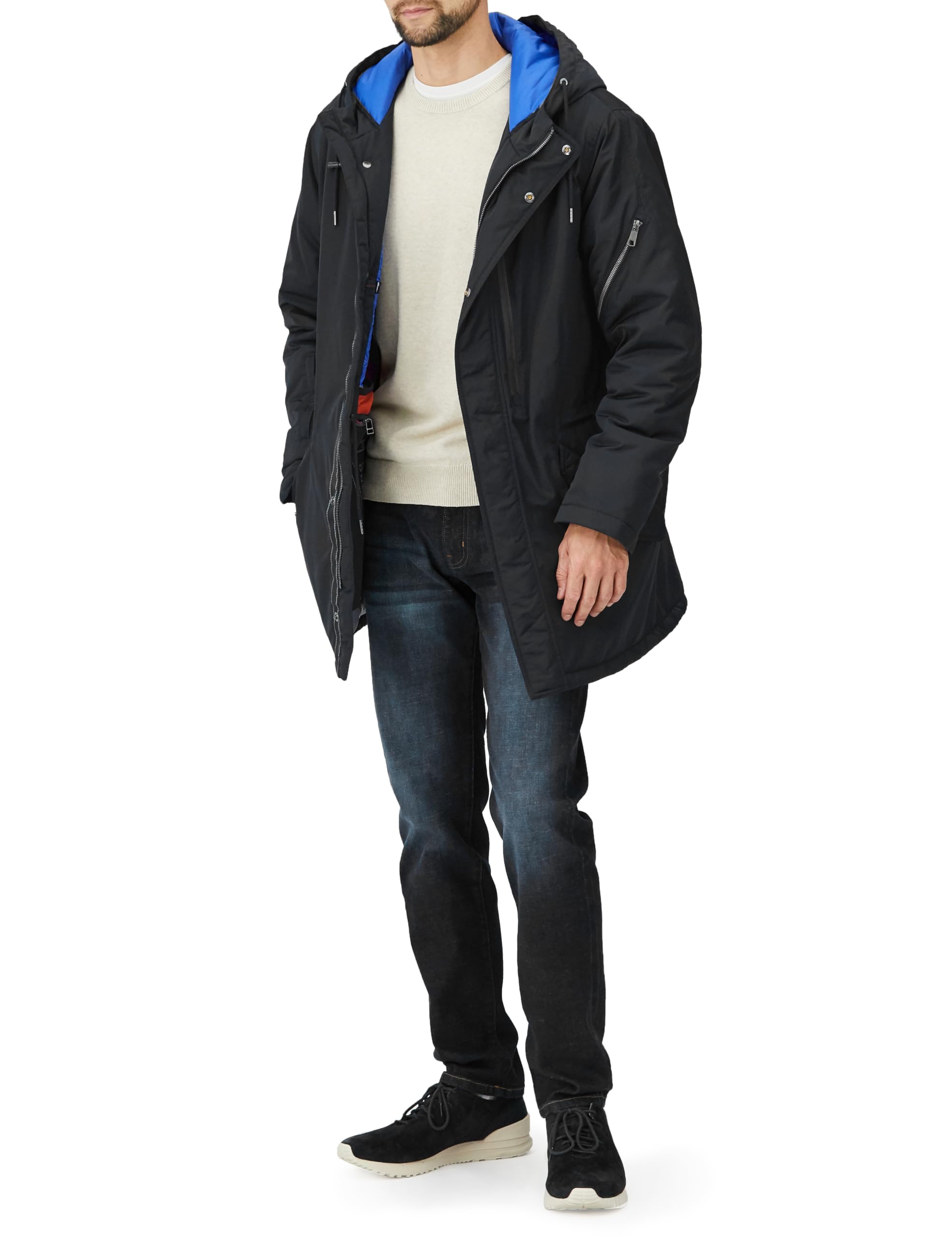 

[Amazon Essentials] Men s Water-Repellent Puffer Jacket with 16 Storage Pockets, Black, Size LL, Regular