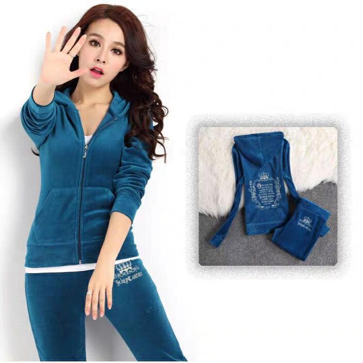 Women's Gold Velvet Embroidered Sports Suit - 2022 Spring/Autumn New Style Casual Two-Piece for Running