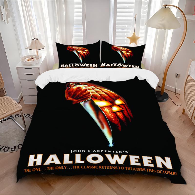John Carpenter's Halloween Returns to Theaters Bedding Set Comforter Cover Gift for Bedroom,Includes 1 Cover and 2 Pillowcases, No InsertB615
