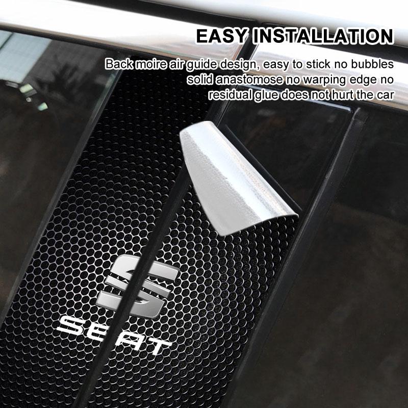 Car Emblem Center Pillar Sticker Auto Door Decorative Stickers for Seat Leon Alhambra FR Altea Ibiza Toledo Cordoba Arona 5 6 MII