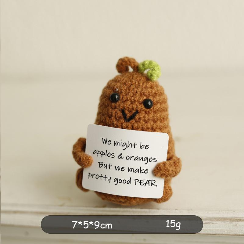 Mini Positive Energy Potatoes Hug Pocket Handmade Plush Wool Knitting Doll With Card Funny Christams Gifts Home Room Decoration