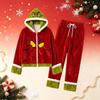 Women's Casual Christmas Print -Lined Hooded Pajama Set with Pants Loungewear
