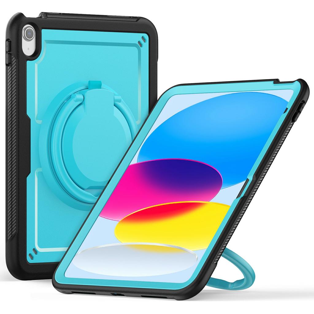 For iPad (2025)/10.9 (2022) Case PC+TPU Kickstand Tablet Cover with Pencil Holder,Shoulder Strap