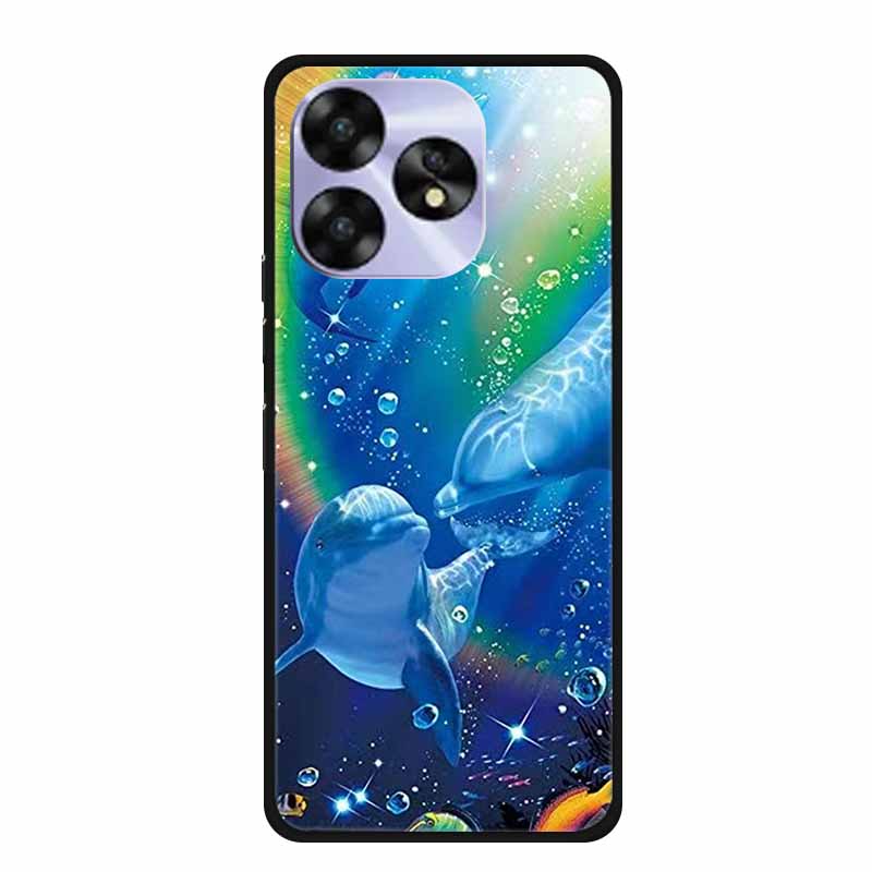 For Umidigi A15c A15 Case Painted Black Bumper TPU Soft Silicone Phone Cover For Umidigi A15 Cases A 15 15T Coque Funda Capa Cat