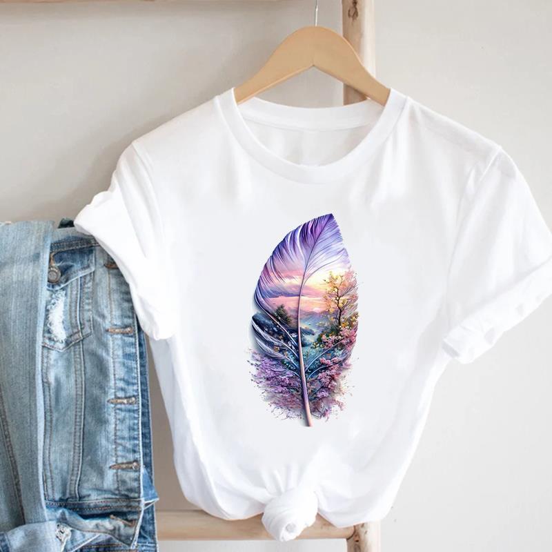 (Asian Size) T Shirt Fashion Women sweet watercolor butterfly trend Clothing Casual Top Short Sleeve Tee Print Lady Female Graphic T-shirts